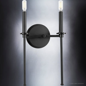 A unique and gorgeous UHP4237 Contemporary Wall Sconce from the Parkes Collection, with a Midnight Black Finish and measuring 16.625''H x 10.375''W,
