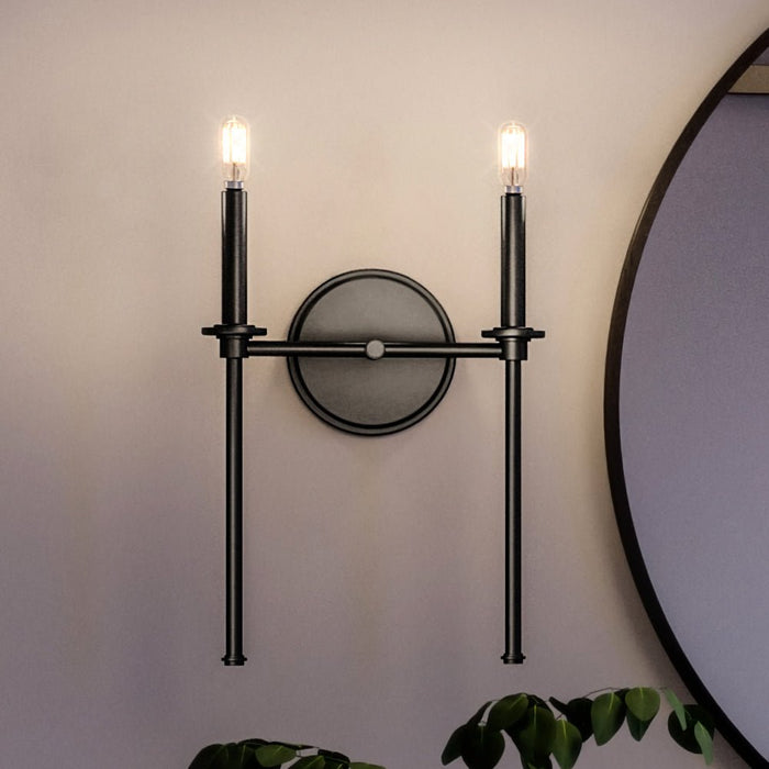 UHP4237 Contemporary Wall Sconce 16.625''H x 10.375''W, Midnight Black Finish, Parkes Collection