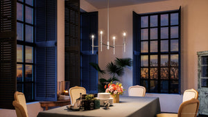 A luxury dining room with a gorgeous Urban Ambiance UHP4238 Contemporary Chandelier.