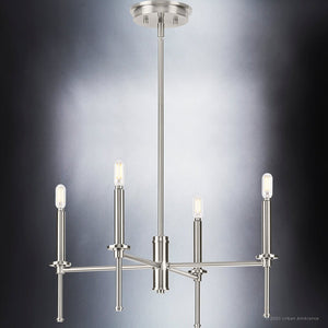 A beautiful luxury chandelier from the Parkes Collection with a brushed nickel finish by Urban Ambiance.