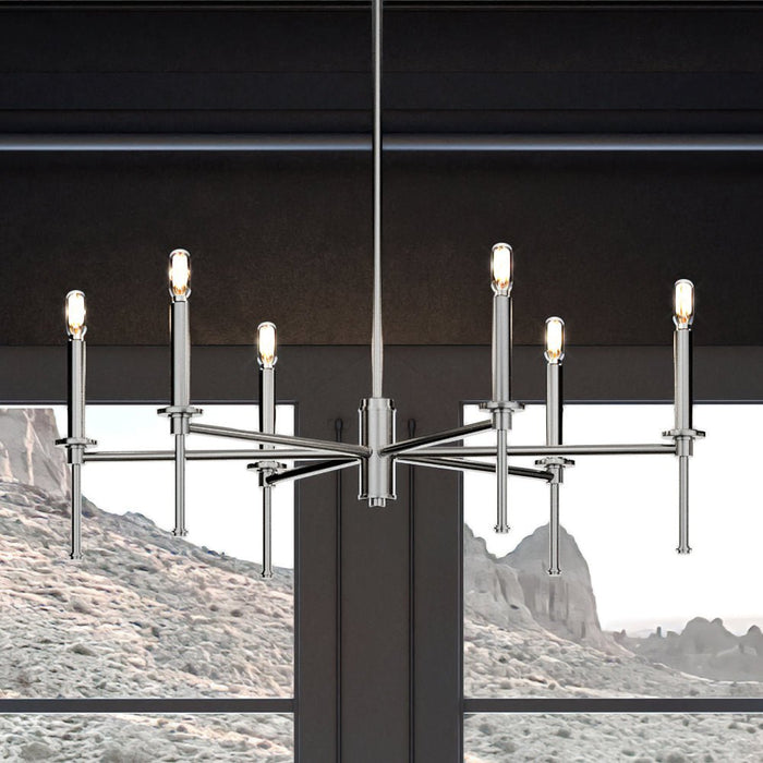 UHP4239 Contemporary Chandelier 10.375''H x 30''W, Brushed Nickel Finish, Parkes Collection