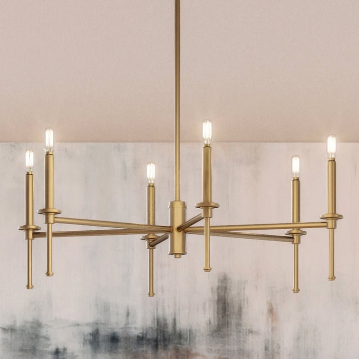 UHP4241 Contemporary Chandelier 10.375''H x 30''W, Olde Brass Finish, Parkes Collection