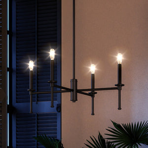 A beautiful room with an UHP4242 Contemporary Chandelier 10.375''H x 22.875''W, Midnight Black Finish, Parkes Collection from Urban Ambiance providing