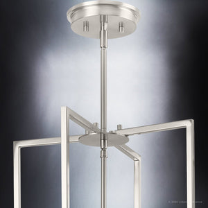 A luxury lighting fixture with a square frame and a glass shade.