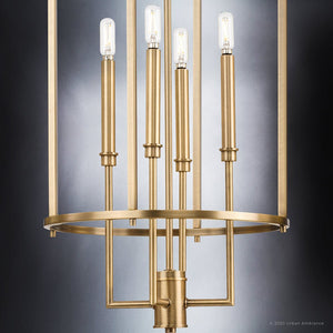 A beautiful and unique UHP4245 Contemporary Chandelier 31.375''H x 15''W, Olde Brass Finish, Parkes Collection by Urban Ambiance with four lights