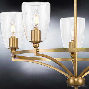 A gorgeous lighting fixture, the UHP4251 Traditional Chandelier from the Coronado Collection by Urban Ambiance features a brushed bronze finish and four glass shades.
