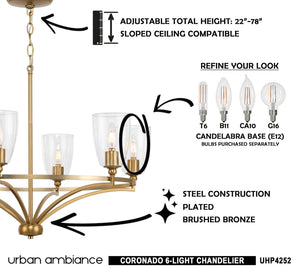 Urban Ambiance's UHP4252 Traditional Chandelier, 14''H x 30''W, a beautiful lighting fixture from the luxury Coronado Collection.
