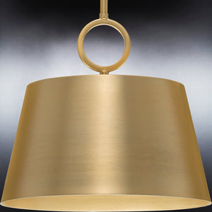 A unique and luxurious UHP4253 New Traditional Pendant 11.875''H x 12.375''W lamp from Urban Ambiance's Coronado Collection, featuring a gold shade on a