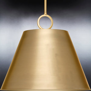 A gorgeous UHP4254 New Traditional Pendant lighting fixture in a brushed bronze finish, from the Coronado Collection by Urban Ambiance, hanging on a black background.
