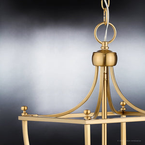 An UHP4257 Traditional Chandelier, 19.75''H x 10.875''W, Coronado Collection light fixture with a luxurious brushed bronze finish hanging on a gorgeous black background