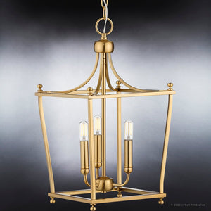 A beautiful lighting fixture, the UHP4257 Tranditional Chandelier by Urban Ambiance features a Brushed Bronze finish and three lights.