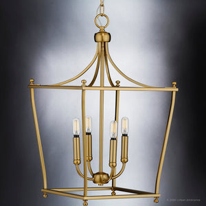 A beautiful UHP4258 Traditional Chandelier lighting fixture with three lights hanging from it, brushed bronze finish, from the Coronado Collection by Urban Ambiance.