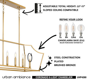 A luxury lighting fixture - the UHP4260 Traditional Chandelier 15.125''H x 42''W in Brushed Bronze Finish from the Coronado Collection by Urban Ambiance