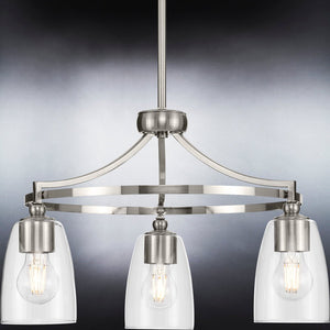 Three beautiful UHP4261 Tranditional Chandeliers with clear glass bulbs, from the Urban Ambiance Coronado Collection.