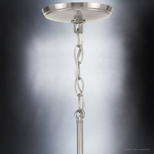 A gorgeous UHP4262 Traditional Chandelier with a brushed nickel finish, from the Coronado Collection by Urban Ambiance.