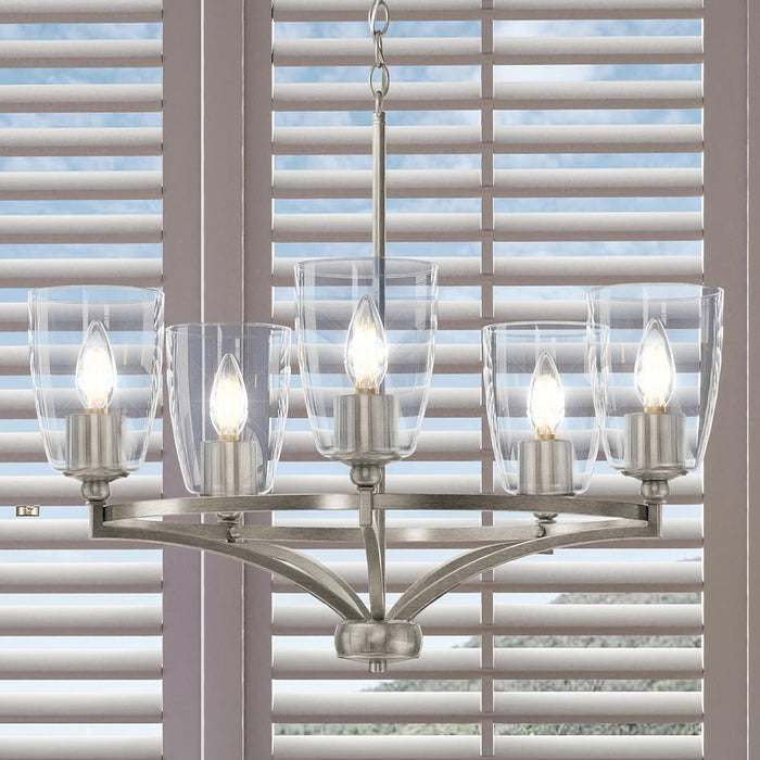 UHP4262 Transitional Chandelier 12.5''H x 25.25''W, Brushed Nickel Finish, Coronado Collection