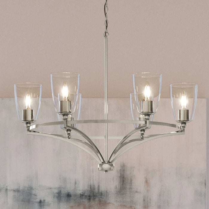 UHP4263 Transitional Chandelier 14''H x 30''W, Brushed Nickel Finish, Coronado Collection