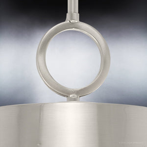 An UHP4264 New Traditional Pendant with a circular metal shade by Urban Ambiance, showcasing a brushed nickel finish from the Coronado Collection.