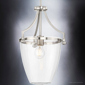 Luxury lighting fixture: An UHP4266 Tranditional Pendant 16.75''H x 11.5''W, Brushed Nickel Finish from the Coronado Collection by Urban Amb