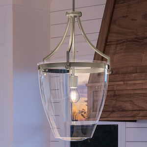 A luxurious lighting fixture, the UHP4267 Traditional Pendant in Brushed Nickel Finish from Urban Ambiance's Coronado Collection adds a gorgeous touch to any space when hanging over a fireplace.