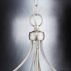 An image of a UHP4269 Traditional Chandelier, 24.375''H x 14.375''W, Brushed Nickel Finish, Coronado Collection with a metal shade