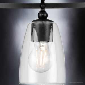 The UHP4272 Tranditional Chandelier 12.25''H x 21''W, Midnight Black Finish, Coronado Collection from Urban Ambiance with a unique glass bulb
