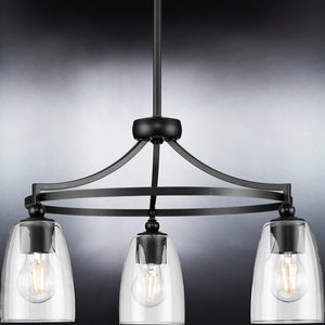 Three UHP4272 Tranditional Chandelier 12.25''H x 21''W, Midnight Black Finish, Coronado Collection chandelier with clear glass bulbs from Urban Ambiance is