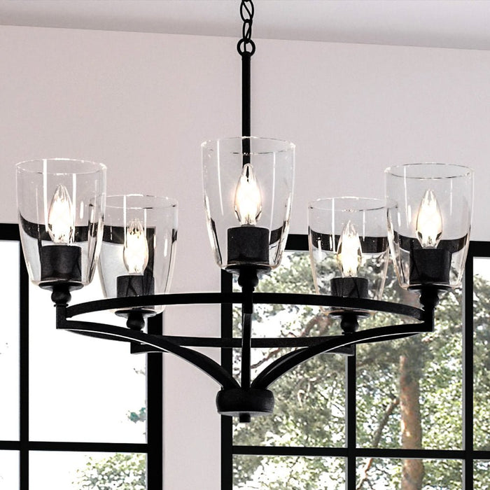 UHP4273 Transitional Chandelier 12.5''H x 25.25''W, Midnight Black Finish, Coronado Collection
