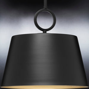 A gorgeous lighting fixture, the UHP4275 New Traditional Pendant from the Coronado Collection by Urban Ambiance in Midnight Black Finish with a gold shade.