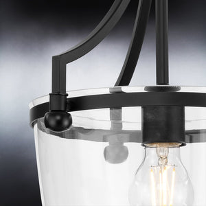 A beautiful UHP4277 Tranditional Pendant 16.75''H x 11.5''W, Midnight Black Finish, Coronado Collection luxury light fixture with a clear glass