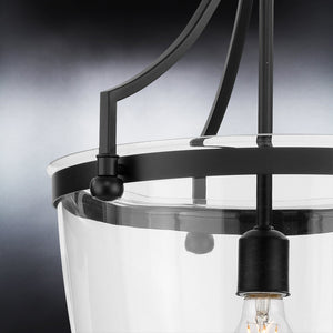 A unique, luxury lamp - the UHP4278 Tranditional Pendant 23.375''H x 15.25''W from the Coronado Collection - features a midnight black finish and