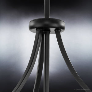 A unique lighting fixture, the gorgeous UHP4278 Traditional Pendant 23.375''H x 15.25''W chandelier features a Midnight Black Finish from the Coronado Collection