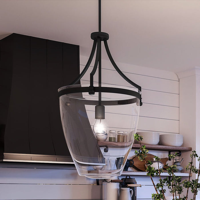 UHP4278 Transitional Pendant 23.375''H x 15.25''W, Midnight Black Finish, Coronado Collection