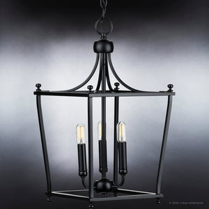 A gorgeous UHP4279 Traditional Chandelier, featuring a unique lighting fixture with three lights hanging from it.