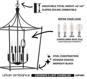 Gorgeous lighting fixture: Urban Ambiance UHP4281 Tranditional Chandelier 36''H x 20''W, Midnight Black Finish, Coronado Collection.
