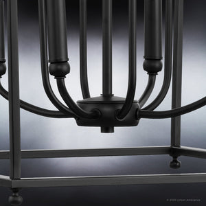 An UHP4281 Tranditional Chandelier 36''H x 20''W, Midnight Black Finish, Coronado Collection by Urban Ambiance on a black background- lighting fixture