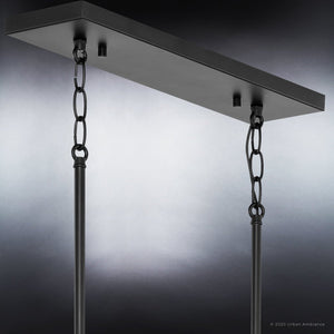 An UHP4282 Tranditional Chandelier 15.125''H x 42''W, Midnight Black Finish, Coronado Collection by Urban Ambiance, a luxurious lighting fixture with chains