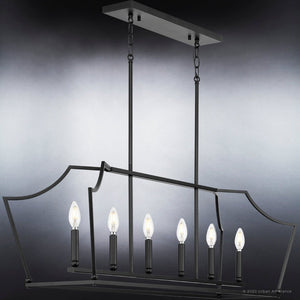 A beautiful UHP4282 Traditional Chandelier, Midnight Black Finish, featuring five lights hanging from it by Urban Ambiance.
