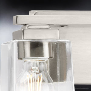 A beautiful Urban Ambiance UHP4291 Craftsman Bath Light with a brushed nickel finish.