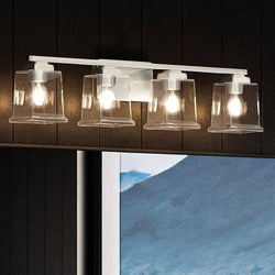 Beautiful Urban Ambiance UHP4293 Craftsman Bath Light with a mountain view.