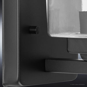A unique and luxurious UHP4294 Craftsman Wall Sconce 7''H x 4.5''W, Midnight Black Finish, Houston Collection with a glass shade by Urban Ambiance