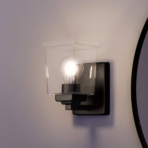 A unique and luxurious UHP4294 Craftsman Wall Sconce 7''H x 4.5''W, Midnight Black Finish, from the Houston Collection by Urban Ambiance