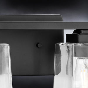 An Urban Ambiance UHP4297 Craftsman Bath Light 7''H x 27.875''W, Midnight Black Finish, Houston Collection bathroom light fixture with two gorgeous glass bulbs.