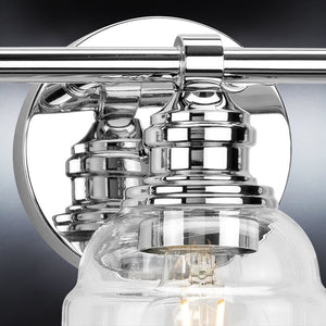 An Urban Ambiance UHP4302 Vintage Bath Light 7.875''H x 21''W, Polished Chrome Finish, Phoenix Collection with a unique glass bulb.