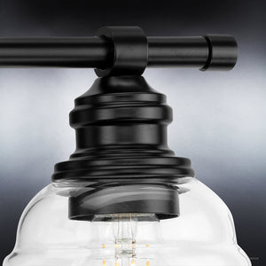 A luxurious UHP4305 Vintage Bath Light 7.875''H x 13''W in Midnight Black Finish from Urban Ambiance, exuding a gorgeous appeal with its clear glass