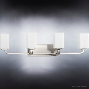 A beautiful UHP4323 Contemporary Bath Light 8.5''H x 33.5''W with a Brushed Nickel Finish from the brand Urban Ambiance.