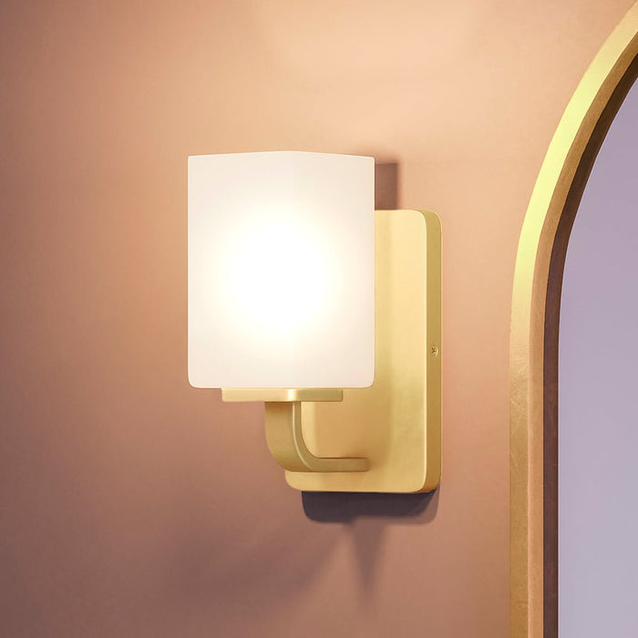 UHP4324 Contemporary Wall Sconce 8.5''H x 4.75''W, Satin Gold Finish, Louisville Collection
