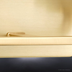 A beautiful close up image of an unique UHP4325 Contemporary Bath Light 8.5''H x 13.5''W, Satin Gold Finish, Louisville Collection by Urban