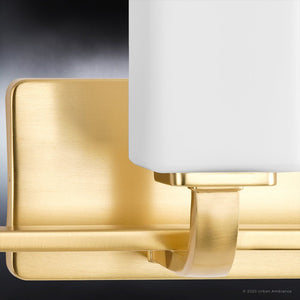 A stunning Satin Gold Contemporary Bath Light from the Louisville Collection.
