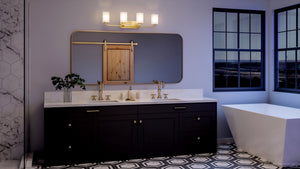 A beautiful bathroom with an Urban Ambiance UHP4327 Contemporary Bath Light.